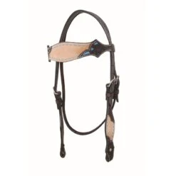 Western Rawhide Country Legend Rough Out And Buckstitch Browband Headstall - Turquoise
