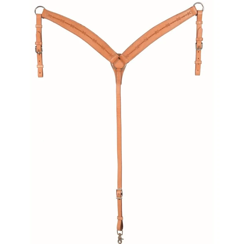 Western Rawhide Country Legend Barb Wire Breastcollar - Golden Tan 3 Western Rawhide Country Legend Barb Wire Breastcollar - Golden Tan