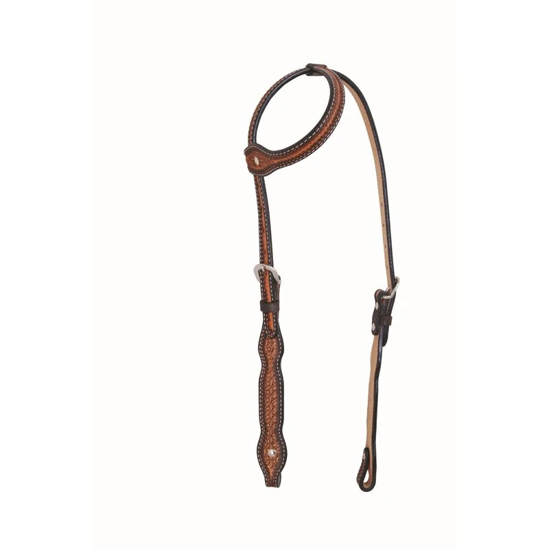 Western Rawhide Jim Taylor Performance Diamond Scallop One Ear Headstall - Two Tone Brown 3 Western Rawhide Jim Taylor Performance Diamond Scallop One Ear Headstall - Two Tone Brown