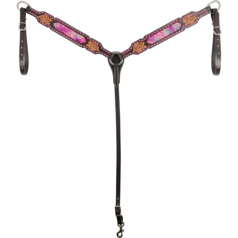 Western Rawhide Country Legend Tie Dye Breastplate - Dark Brown/Pink 3 Western Rawhide Country Legend Tie Dye Breastplate - Dark Brown/Pink