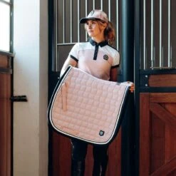 B Vertigo Cameron Double Corded Dressage Saddle Pad - Pink Chalk -Weatherbeeta Store 552035 800 800
