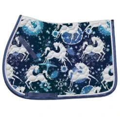 Ovation Altitude Print Pony AP Saddle Pad - Blue Whimsical Horses