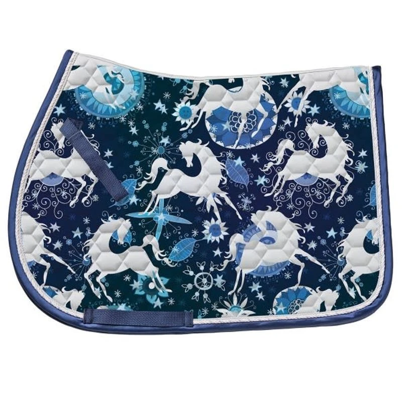 Ovation Altitude Print Pony AP Saddle Pad - Blue Whimsical Horses 3 Ovation Altitude Print Pony AP Saddle Pad - Blue Whimsical Horses