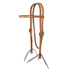 Western Rawhide Harness Leather 5/8" Browband Headstall With Ties - Golden